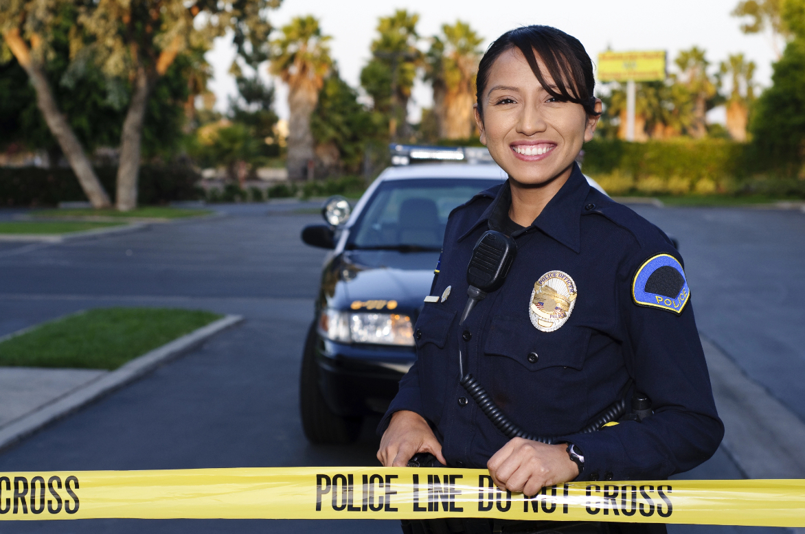 Police Officer Securing Crime Scene